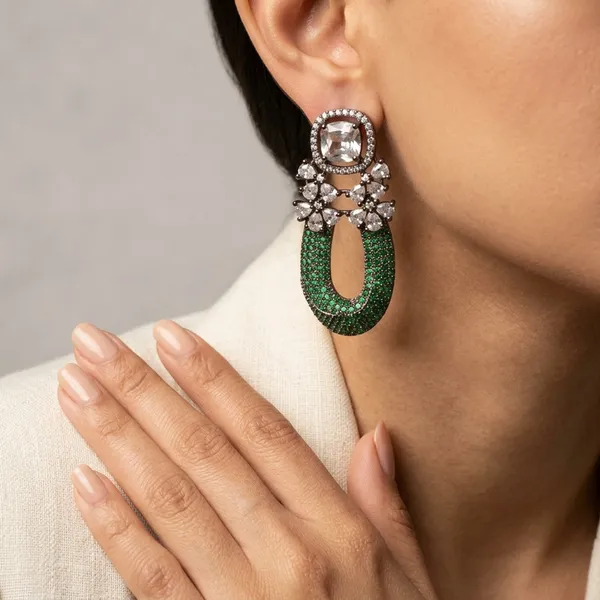Luxury_Green_and_Clear_Zirconia__Statement_Drop_Earrings