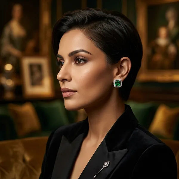 Elegant_Emerald_Green_Square_Halo_Stud_Earrings__Luxury_Jewelry