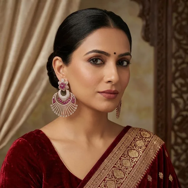 Silver_Toned_Ruby-Stone_Earring_Chandbali