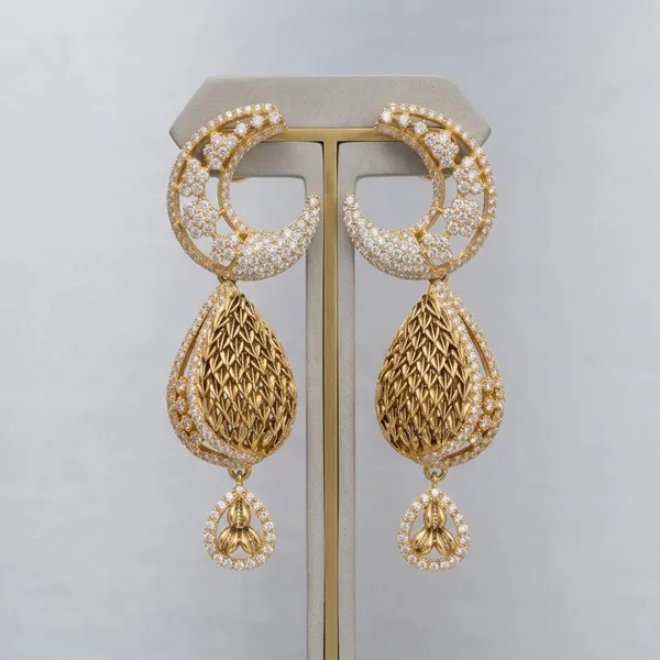 Gold_Plated_Earring_Crescent_Moon_Teardrop_Drop