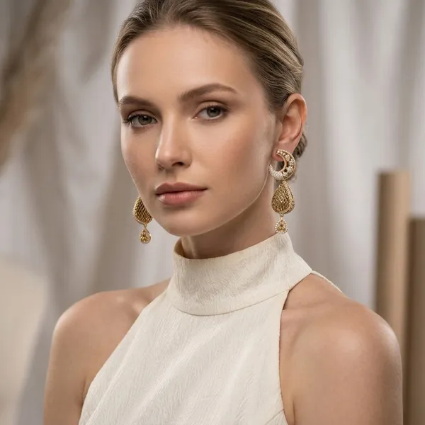 Gold_Plated_Earring_Crescent_Moon_Teardrop_Drop