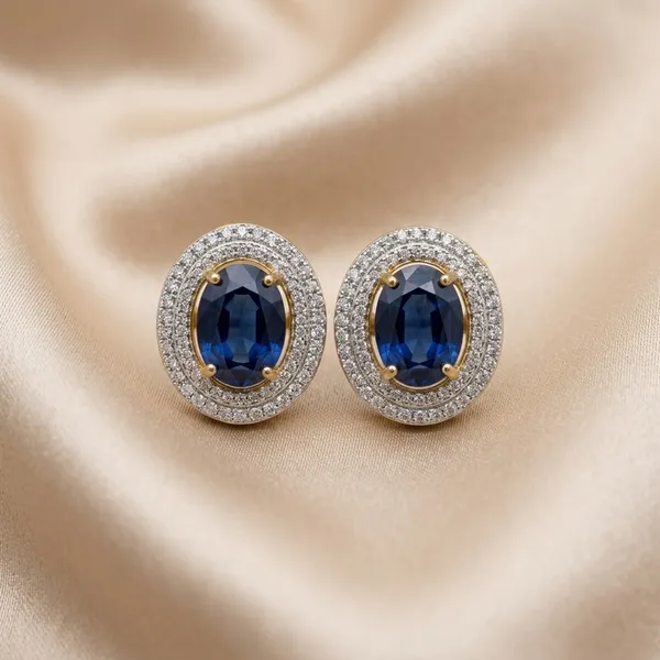 Elegant_Sapphire_Blue_Oval_Halo_Stud_Earrings_Shimmering_Crystal_Jewelry