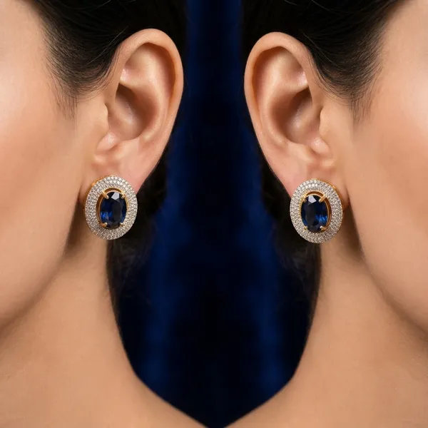Elegant_Sapphire_Blue_Oval_Halo_Stud_Earrings_Shimmering_Crystal_Jewelry