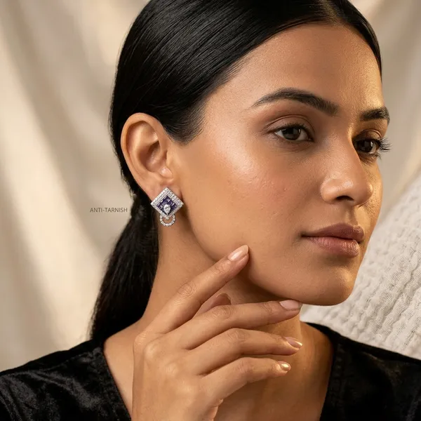 Elegant_Purple_Gemstone_Geometric_Stud_Earrings