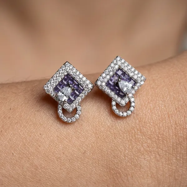 Elegant_Purple_Gemstone_Geometric_Stud_Earrings