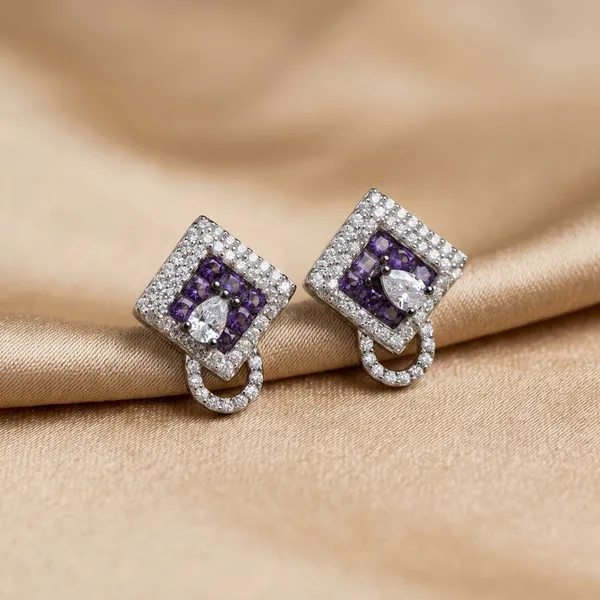 Elegant_Purple_Gemstone_Geometric_Stud_Earrings