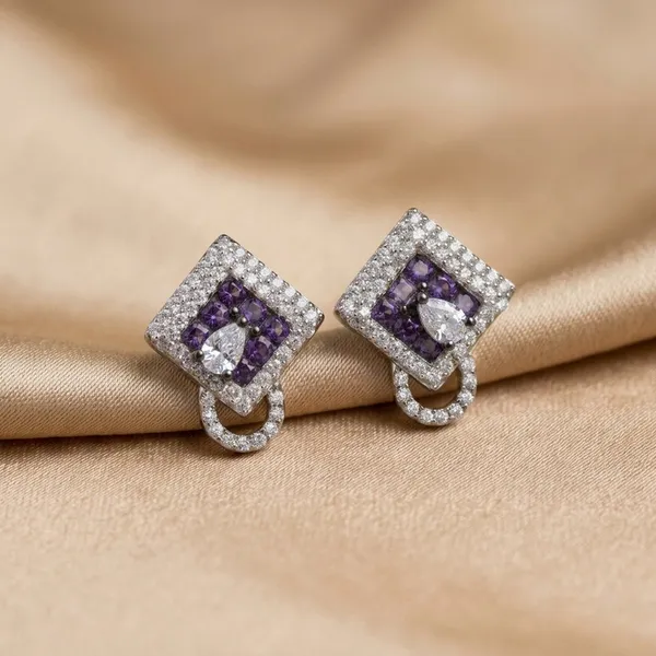 Elegant_Purple_Gemstone_Geometric_Stud_Earrings