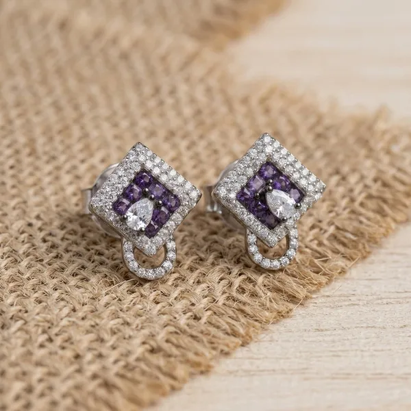 Elegant_Purple_Gemstone_Geometric_Stud_Earrings