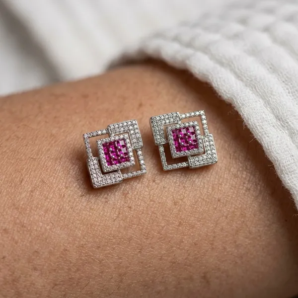 Elegant_Square_Geometric_Ruby_Pink_Stone_Stud_Earrings