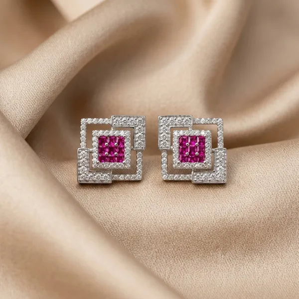 Elegant_Square_Geometric_Ruby_Pink_Stone_Stud_Earrings