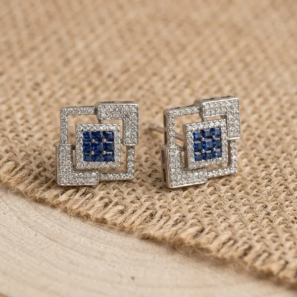 Elegant__Square_Stud_Earrings_with_Sapphire_Blue_Stones