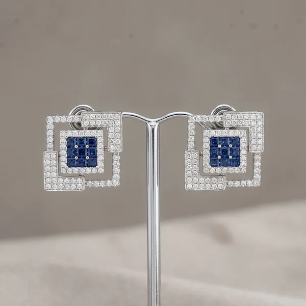Elegant__Square_Stud_Earrings_with_Sapphire_Blue_Stones