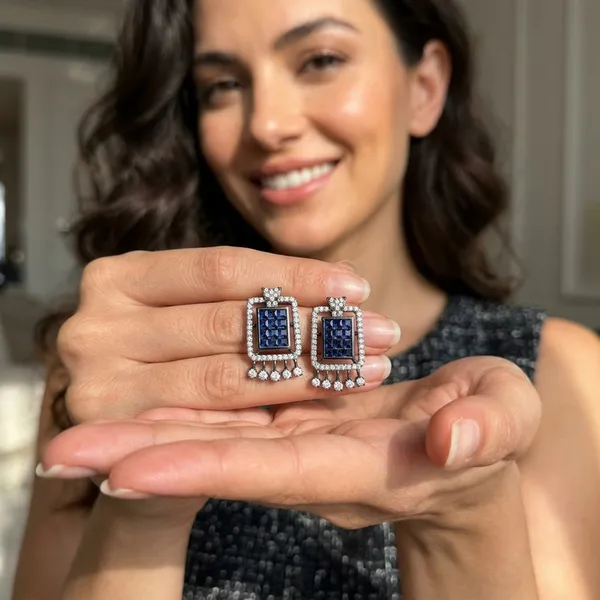 Elegant__Blue_Sapphire-Tone_Zirconia_Rectangular_Stud_Earrings