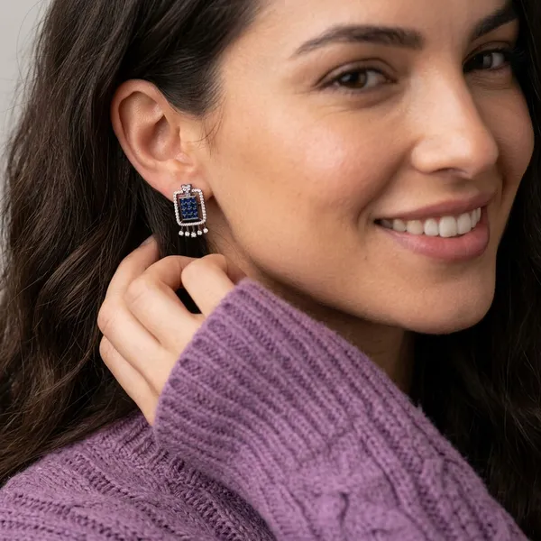 Elegant__Blue_Sapphire-Tone_Zirconia_Rectangular_Stud_Earrings
