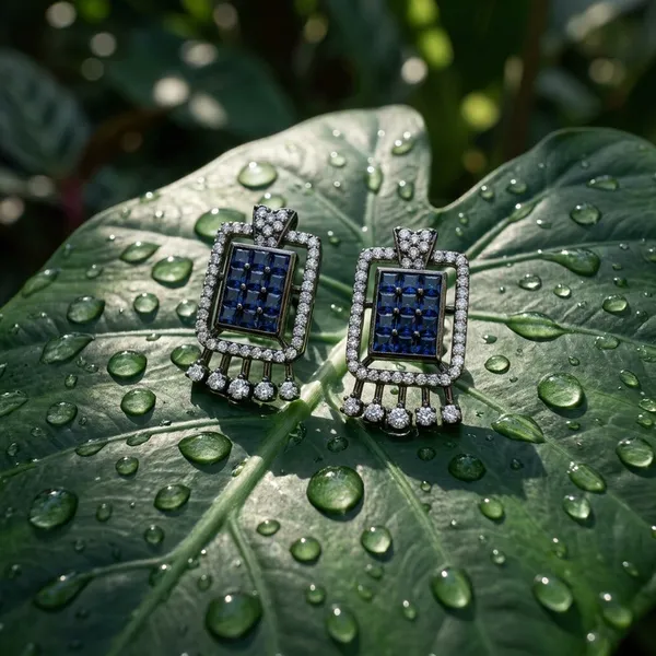 Elegant__Blue_Sapphire-Tone_Zirconia_Rectangular_Stud_Earrings