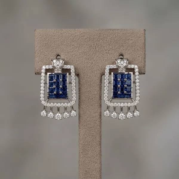 Elegant__Blue_Sapphire-Tone_Zirconia_Rectangular_Stud_Earrings