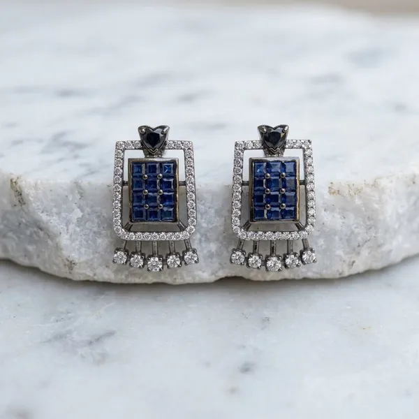 Elegant__Blue_Sapphire-Tone_Zirconia_Rectangular_Stud_Earrings