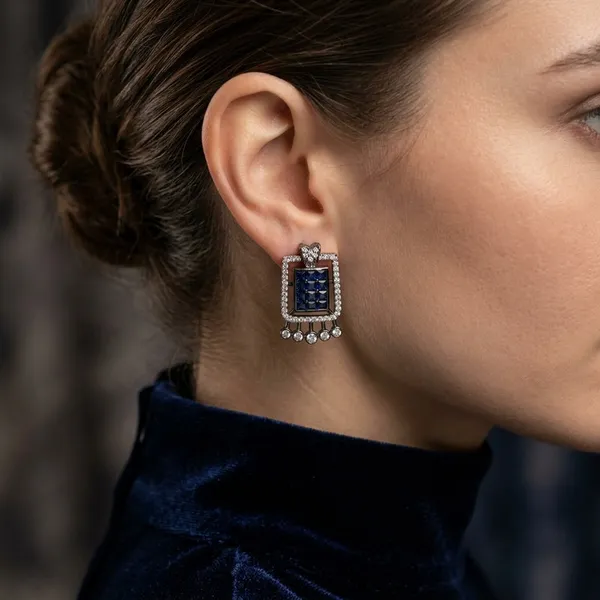 Elegant__Blue_Sapphire-Tone_Zirconia_Rectangular_Stud_Earrings