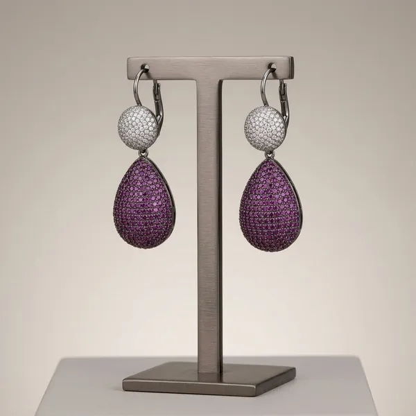 Luxurious_Magenta_&_White_Pav�_Teardrop_Drop_Earrings