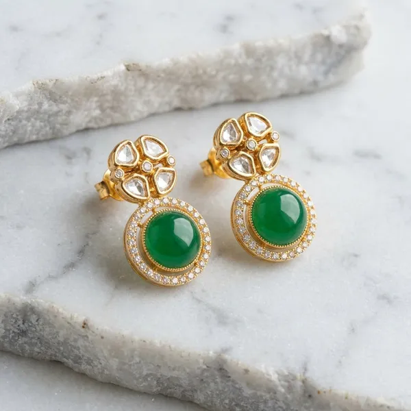 Gold_Plated_Earring_with_Emerald_and_Kundan_Drop