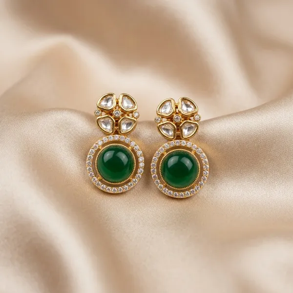 Gold_Plated_Earring_with_Emerald_and_Kundan_Drop