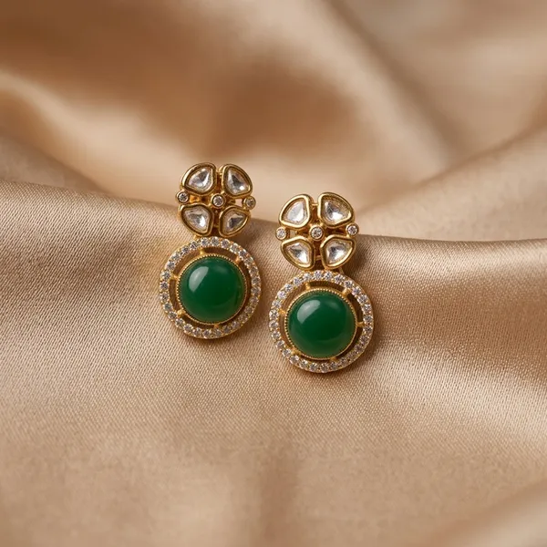 Gold_Plated_Earring_with_Emerald_and_Kundan_Drop