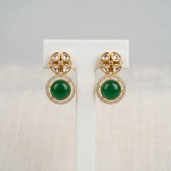 Gold_Plated_Earring_with_Emerald_and_Kundan_Drop