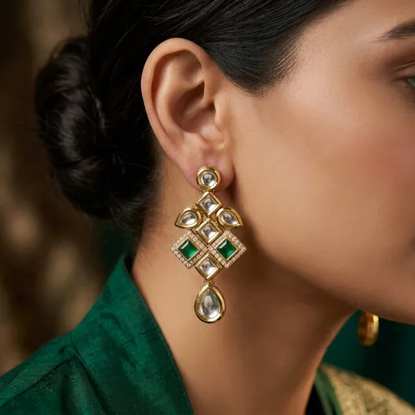 Gold_Plated_Kundan_Traditional_Drop_Earring
