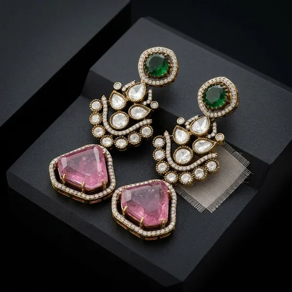 Gold_Plated_Gemstone_Earring_Traditional_Drop_Style