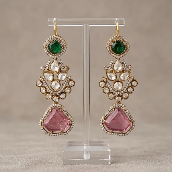 Gold_Plated_Gemstone_Earring_Traditional_Drop_Style