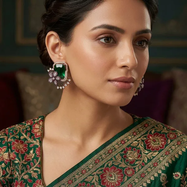 Green_and_Pink_Gemstone_Floral_Earrings