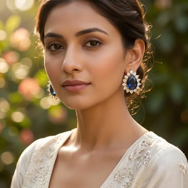 Gold_Plated_Earring_Blue_Teardrop_Stud