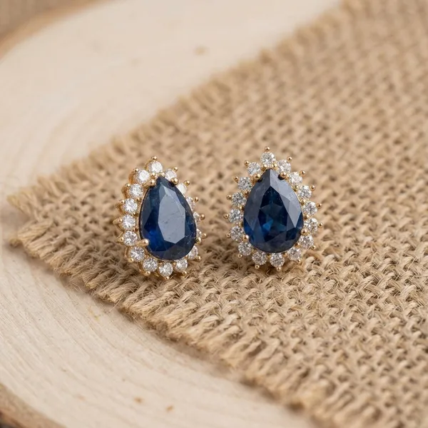Gold_Plated_Earring_Blue_Teardrop_Stud