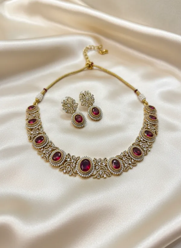 Indian_Set_Regal_Ruby_&_American_Diamond_Choker_Set