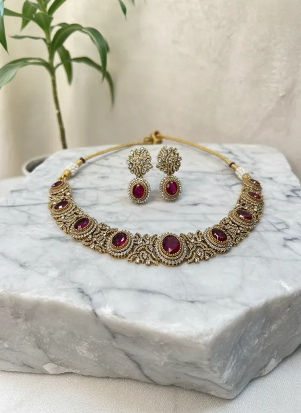 Indian_Set_Regal_Ruby_&_American_Diamond_Choker_Set