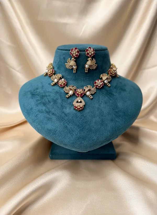 Indian_Set_Gold_Plated_Ruby_and_Pearl_Necklace_Set_with_Peacock_Design