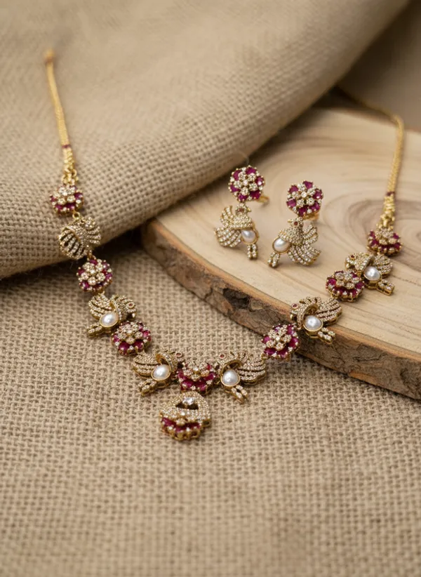 Indian_Set_Gold_Plated_Ruby_and_Pearl_Necklace_Set_with_Peacock_Design