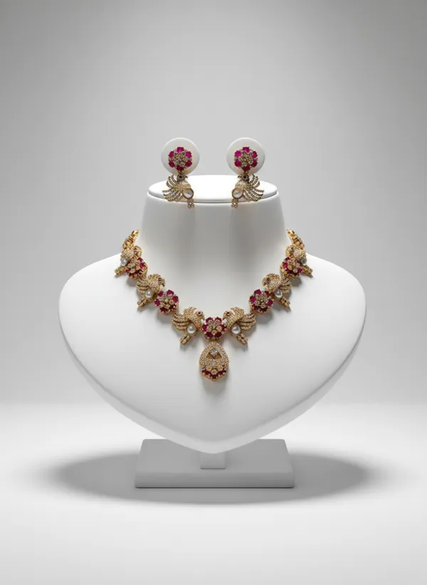 Indian_Set_Gold_Plated_Ruby_and_Pearl_Necklace_Set_with_Peacock_Design