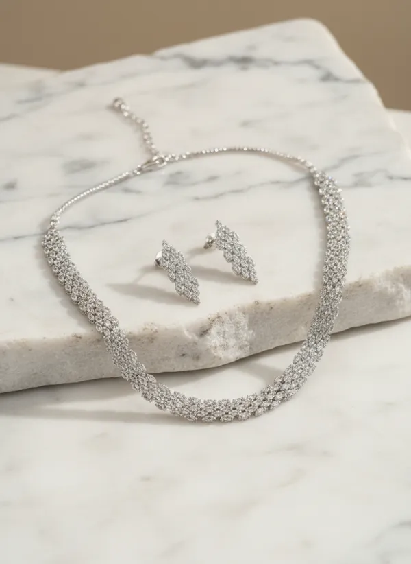 Indian_Set_Silver-Plated_CZ_Necklace_Set_with_Marquise_Cut_Stones