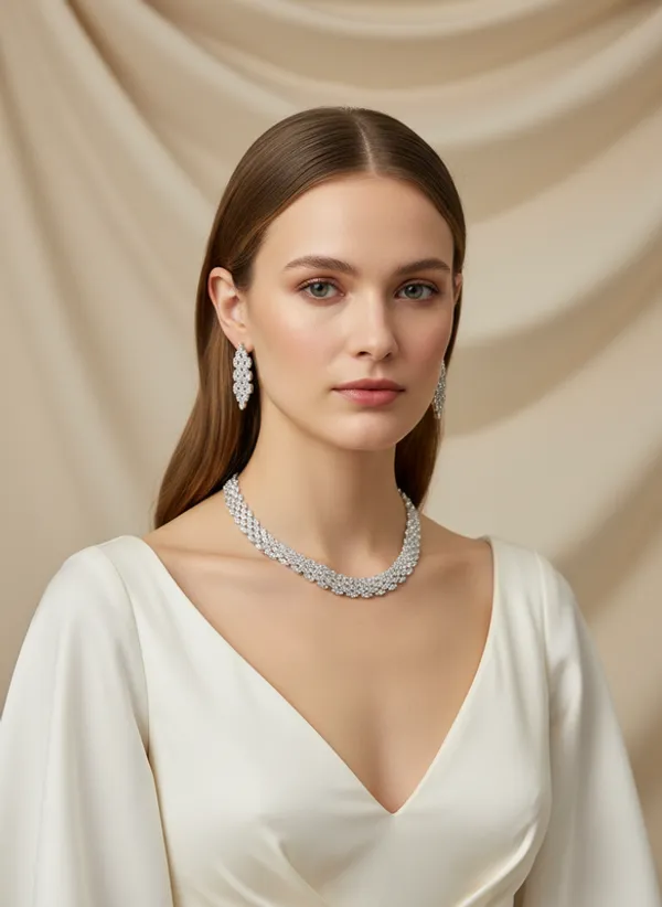 Indian_Set_Silver-Plated_CZ_Necklace_Set_with_Marquise_Cut_Stones