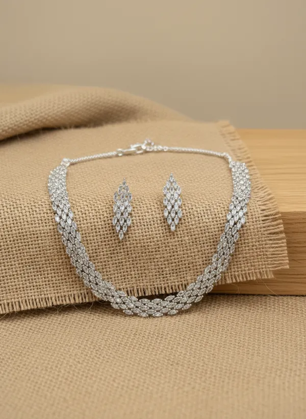 Indian_Set_Silver-Plated_CZ_Necklace_Set_with_Marquise_Cut_Stones