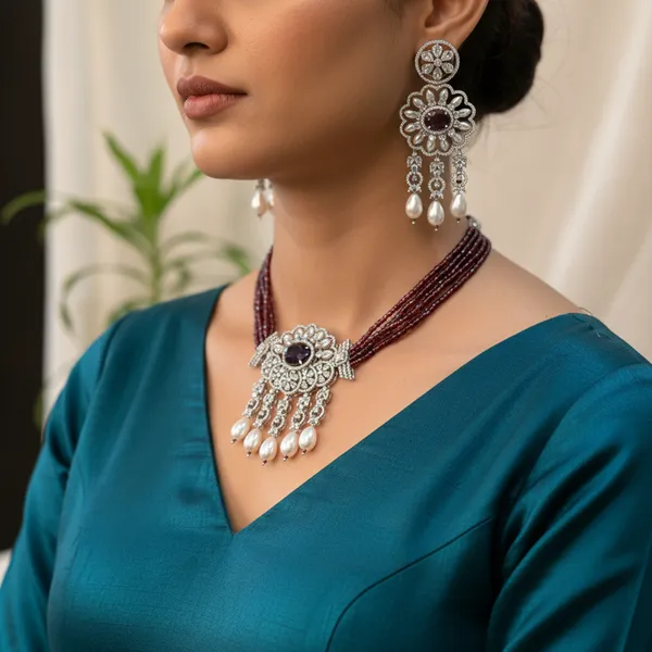 Indian_Set_Elegant_Anti-Tarnish_Purple_Stone_&_Pearl_Jewelry_Set__Necklace_with_Matching_Earrings