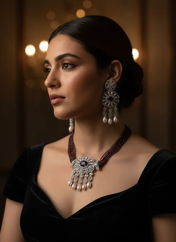 Indian_Set_Elegant_Anti-Tarnish_Purple_Stone_&_Pearl_Jewelry_Set__Necklace_with_Matching_Earrings