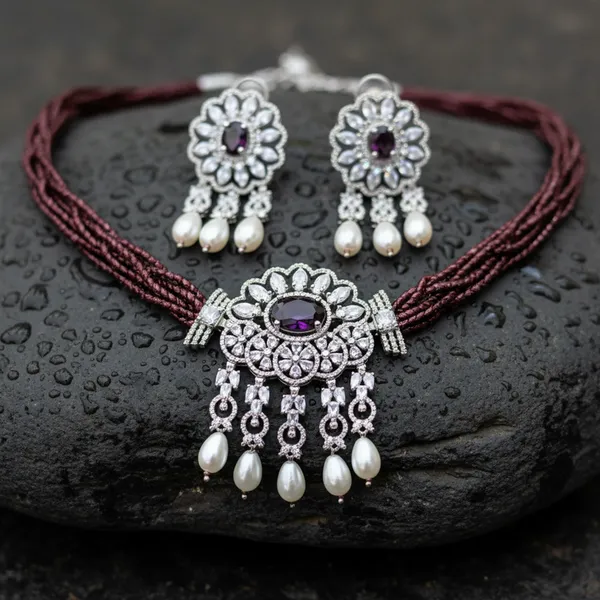 Indian_Set_Elegant_Anti-Tarnish_Purple_Stone_&_Pearl_Jewelry_Set__Necklace_with_Matching_Earrings