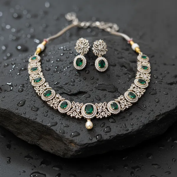Indian_Set_Gold_Plated_Emerald_Necklace_Set_Traditional