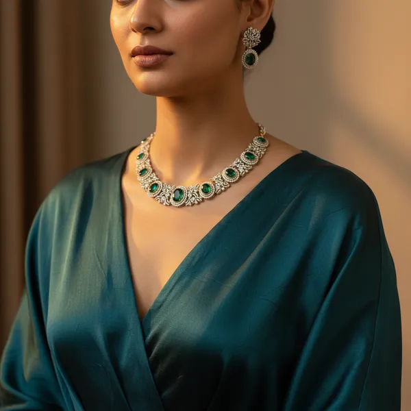 Indian_Set_Gold_Plated_Emerald_Necklace_Set_Traditional