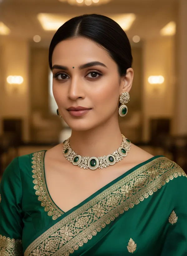 Indian_Set_Gold_Plated_Emerald_Necklace_Set_Traditional
