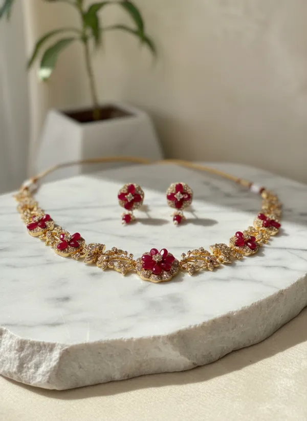 Indian_Set_Gold_Plated_Jewelry_Set_Ruby_Floral
