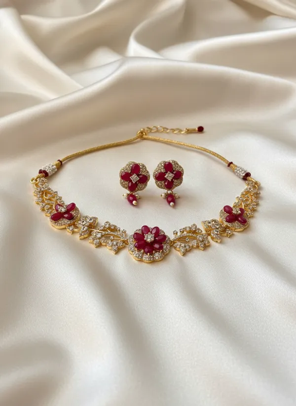 Indian_Set_Gold_Plated_Jewelry_Set_Ruby_Floral