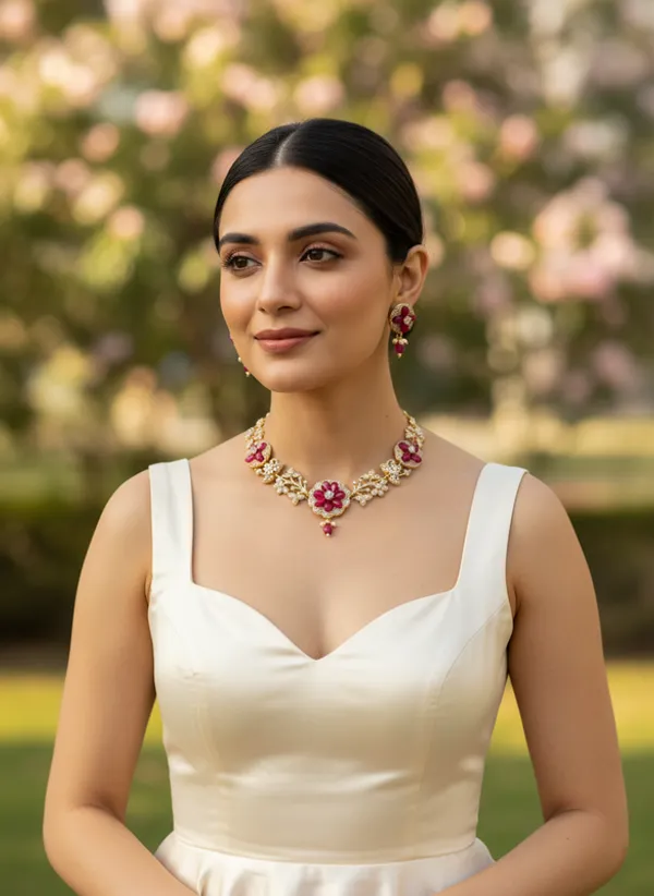 Indian_Set_Gold_Plated_Jewelry_Set_Ruby_Floral